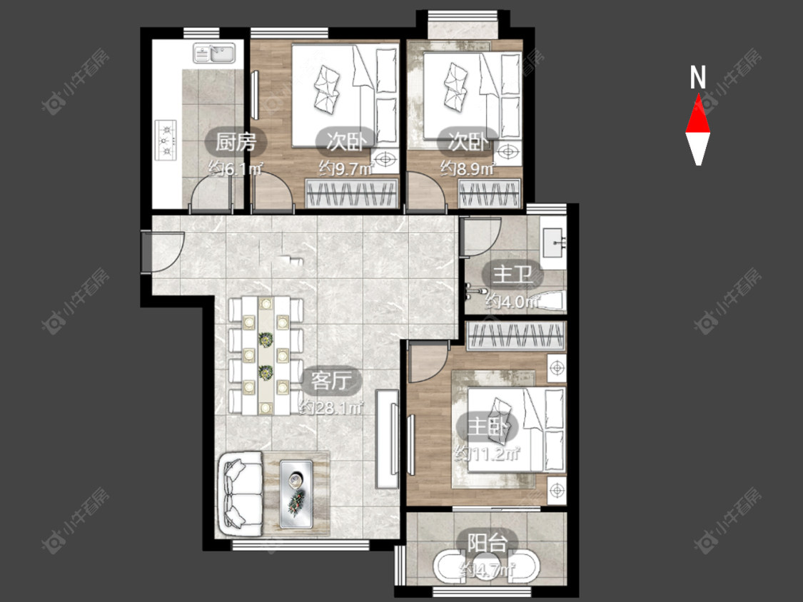 水岸花语房源户型图 常州水岸花语在售二手房源户型图_小牛看房