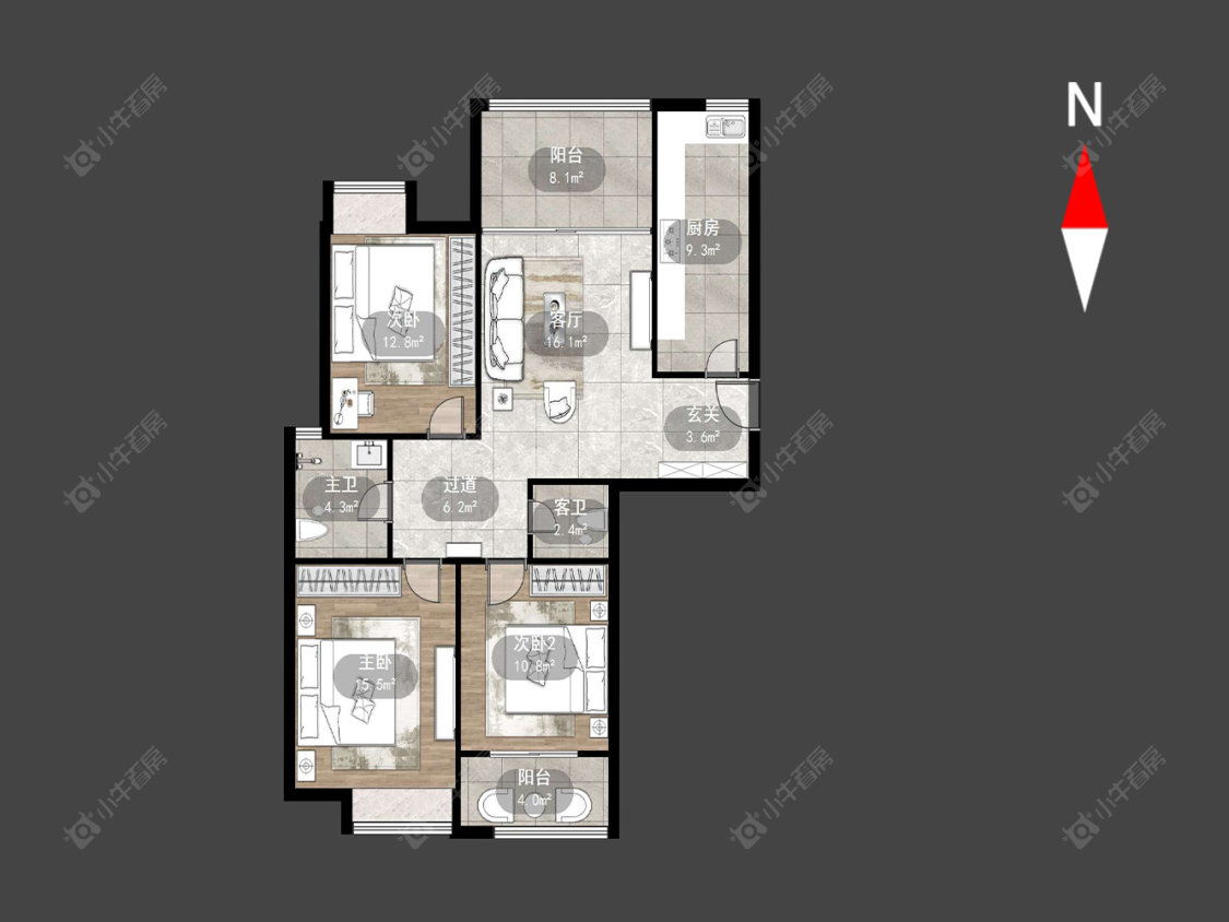 常州府西花园在售二手房源户型图_小牛看房