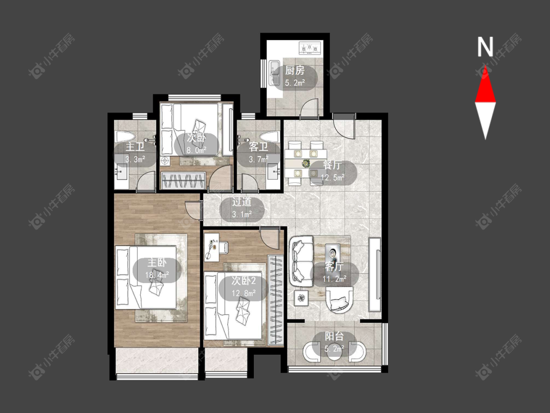 常州中海龙城花园西区在售二手房源户型图_小牛看房