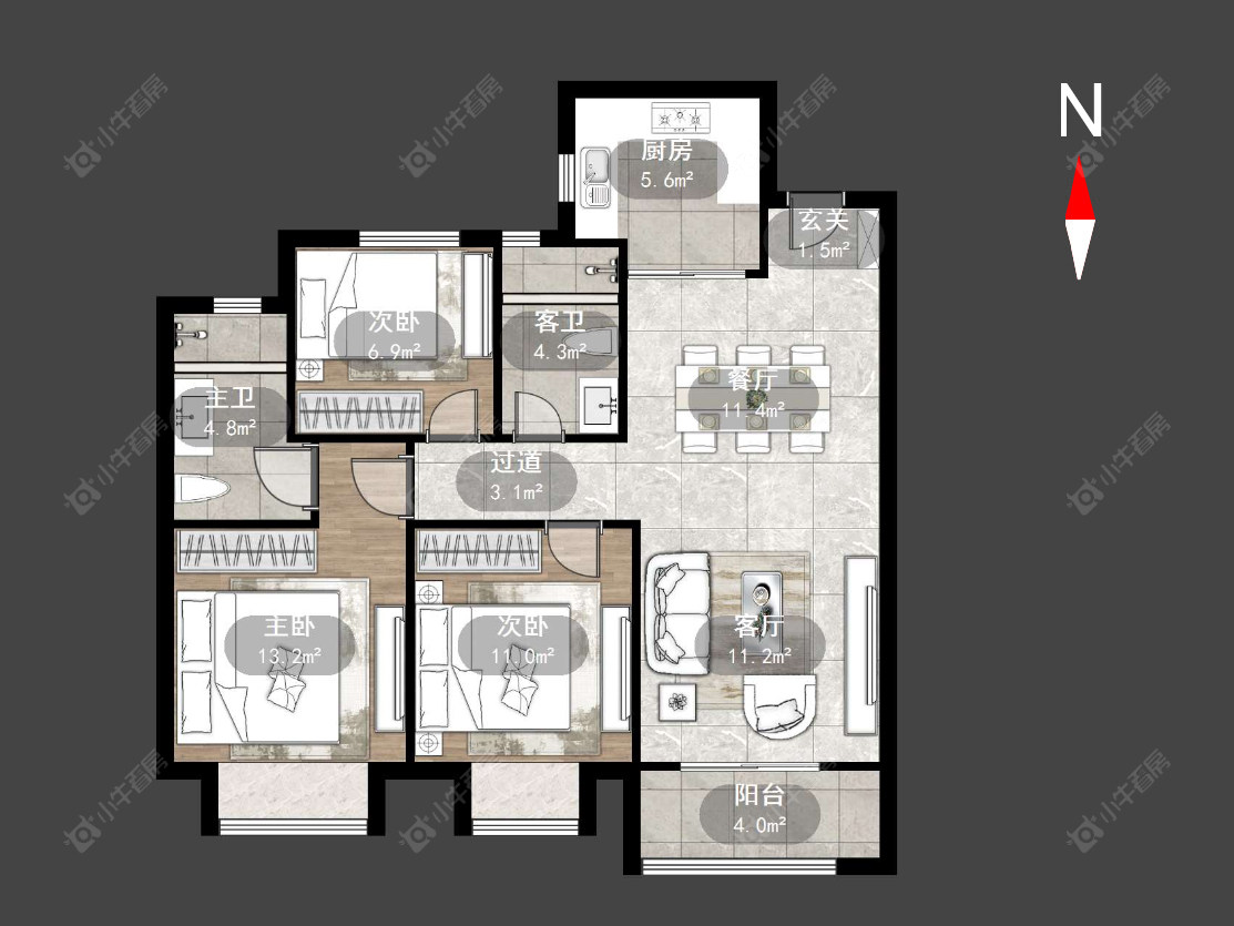 常州华润幸福里在售二手房源户型图_小牛看房
