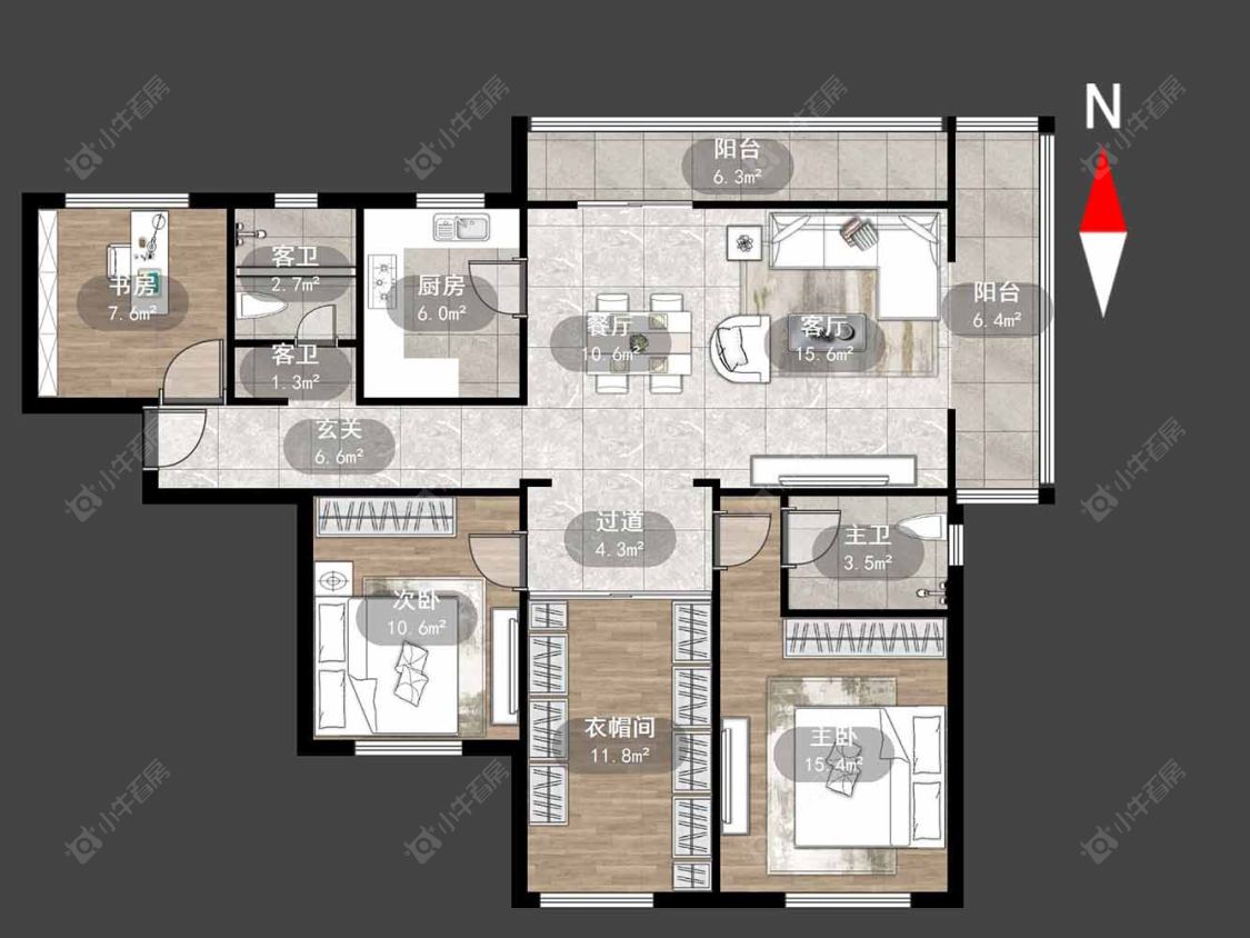 常州莱蒙城中央府东区在售二手房源户型图_小牛看房