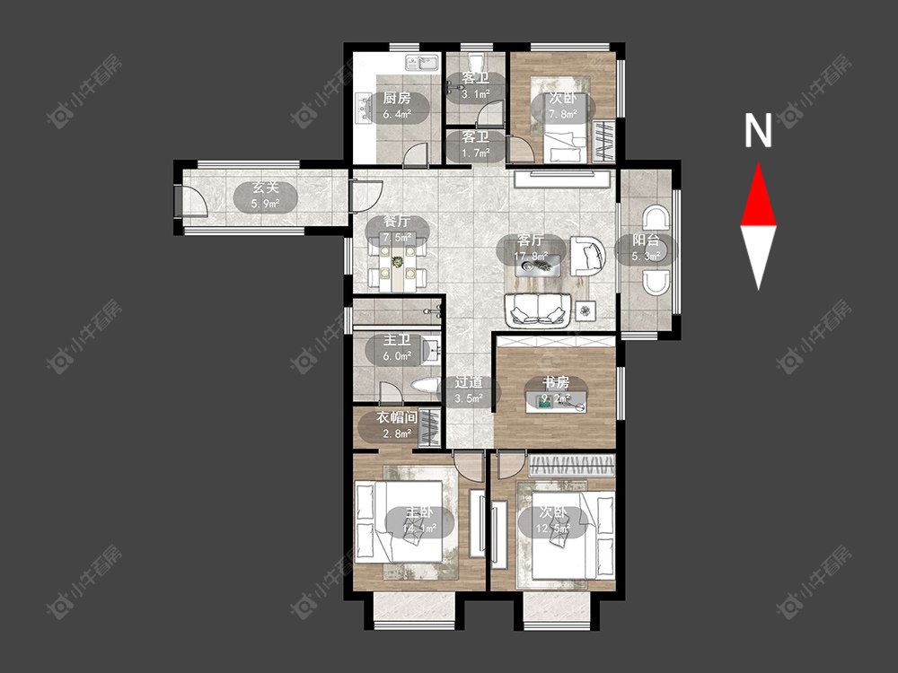 常州招商花园城在售二手房源户型图_小牛看房