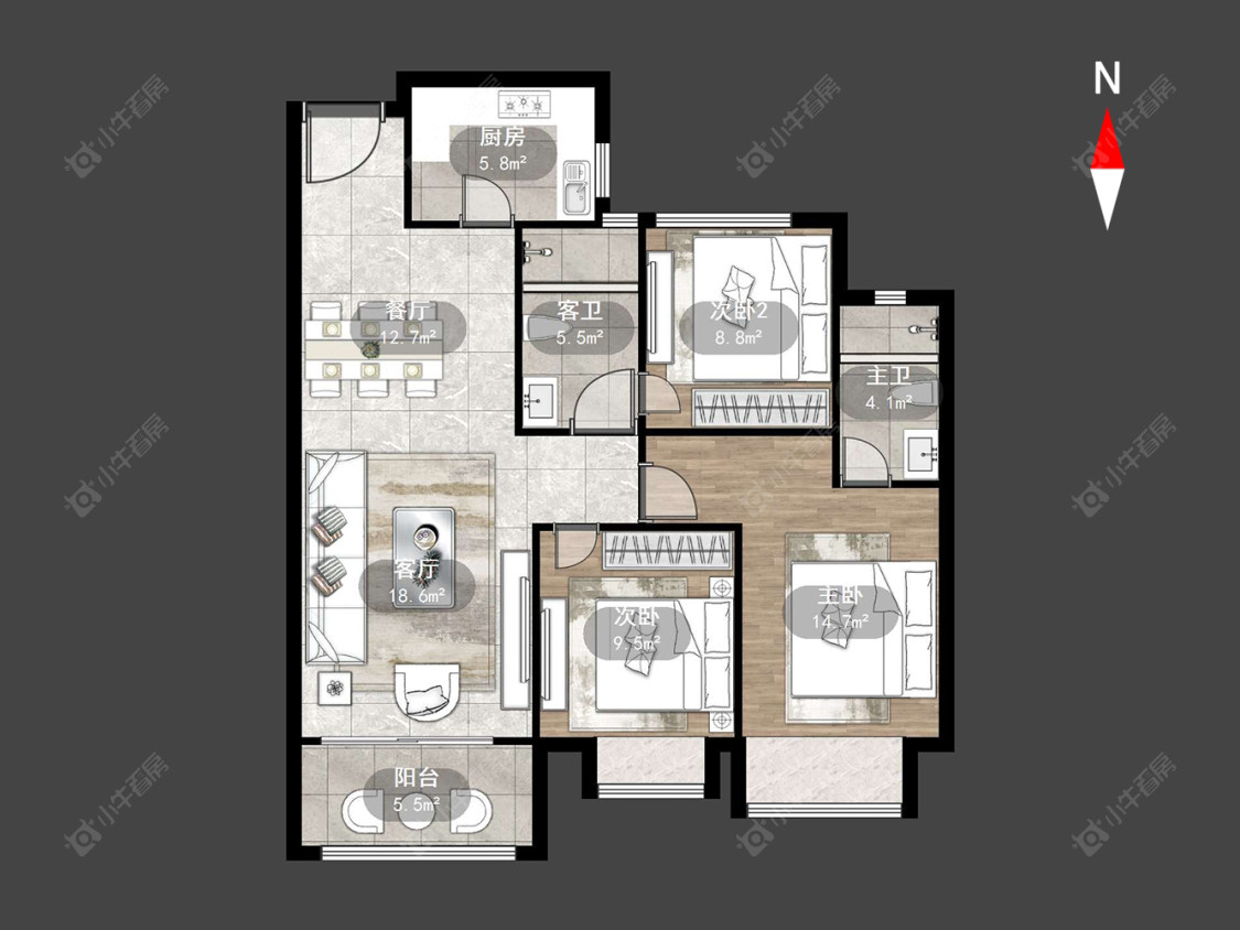 常州星悦花都在售二手房源户型图_小牛看房