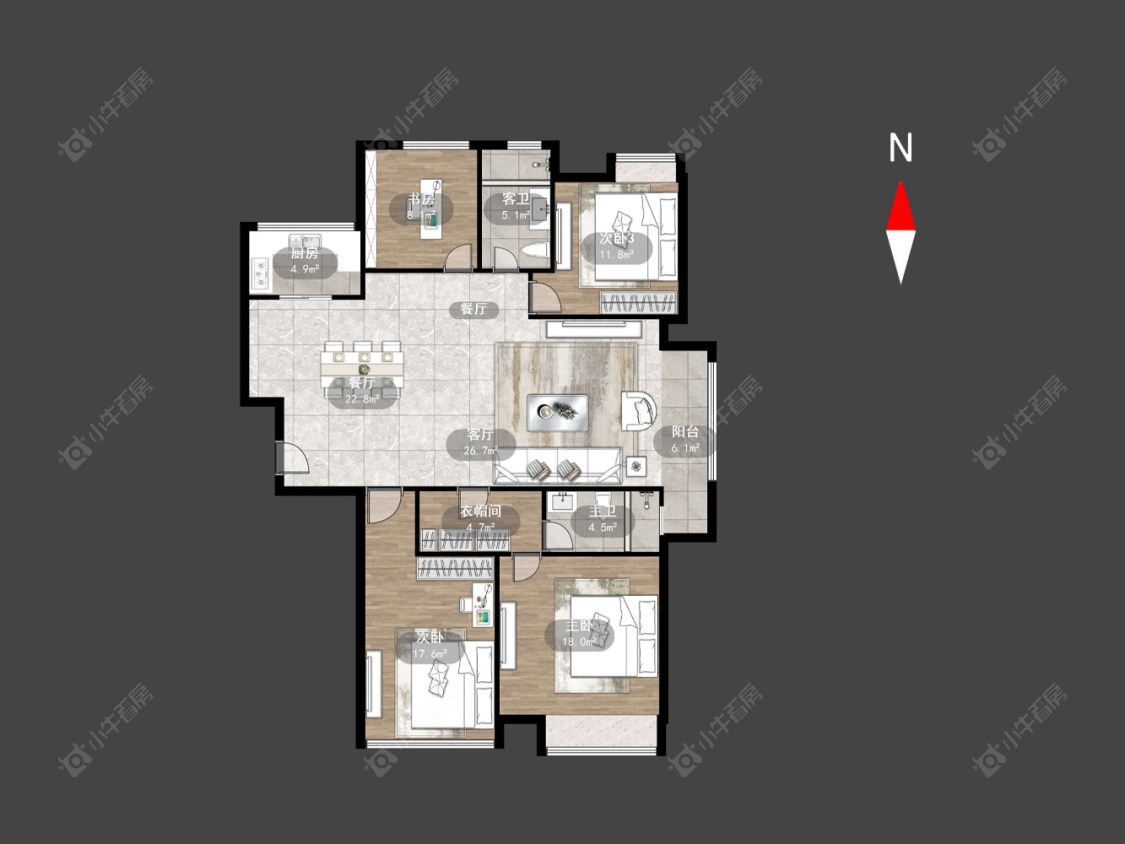 常州世茂香槟湖三期在售二手房源户型图_小牛看房