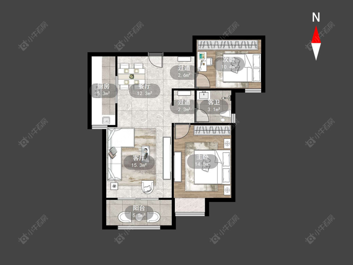 常州彩虹城2室2厅在售二手房房源图片