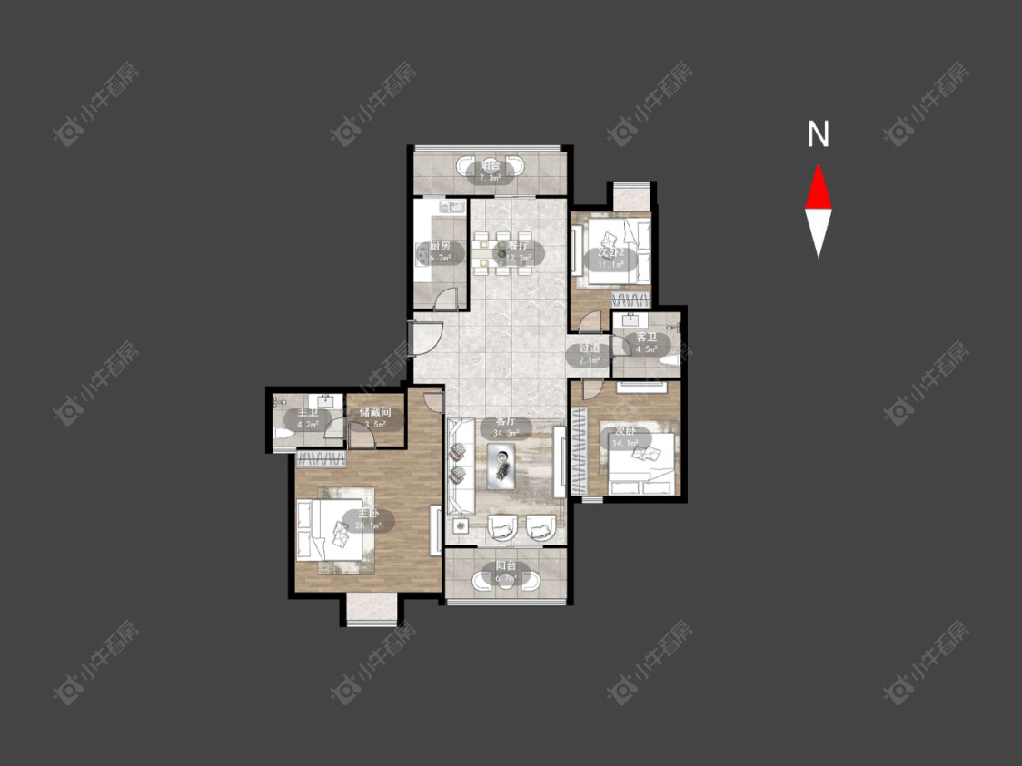 常州世茂香槟湖二期在售二手房源户型图_小牛看房