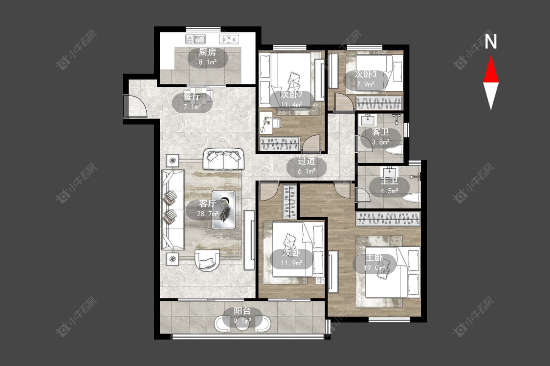 常州美的国宾府在售二手房源户型图_小牛看房