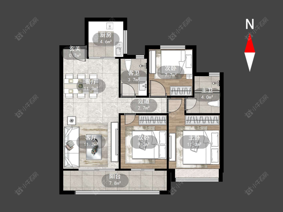 常州中梁金科启宸在售二手房源户型图_小牛看房