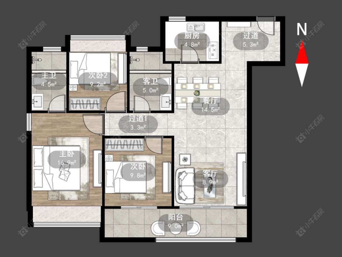 常州美的世茂云筑在售二手房源户型图_小牛看房