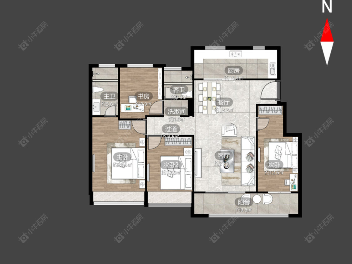 牡丹招商公园学府房源户型图 常州牡丹招商公园学府在售二手房源户型图_小牛看房