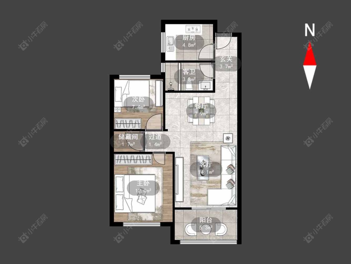 常州瑞景花园在售二手房源户型图_小牛看房