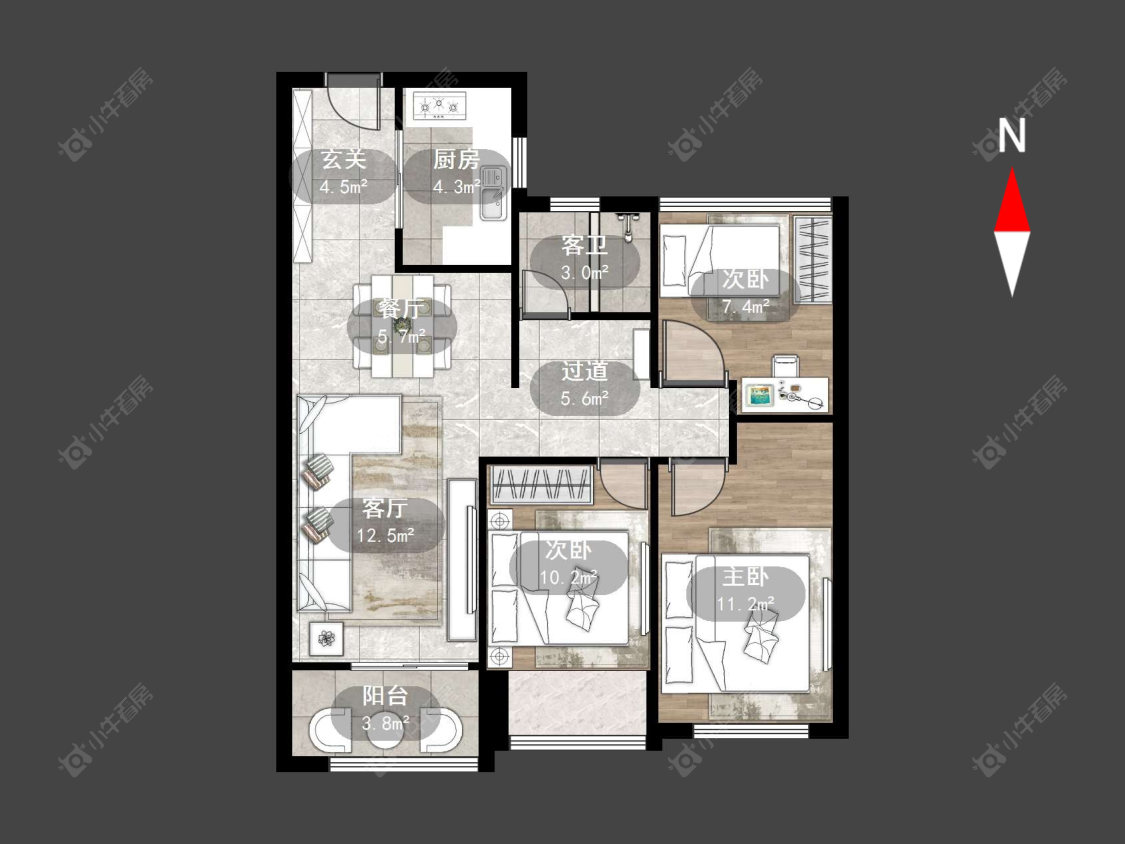 常州万达光语未来一期在售二手房源户型图_小牛看房