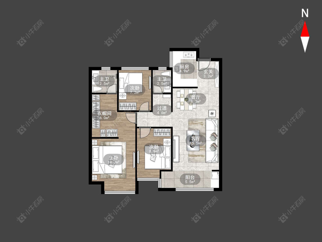 常州雅居乐路劲棠颂在售二手房源户型图_小牛看房