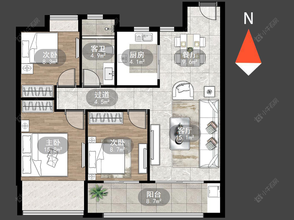 常州美的翰林府在售二手房源户型图_小牛看房