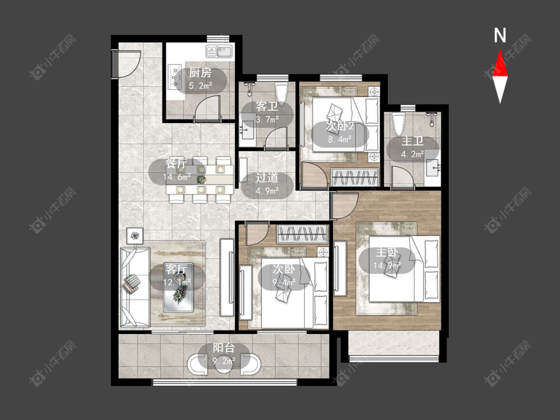 常州中梁金科启宸在售二手房源户型图_小牛看房