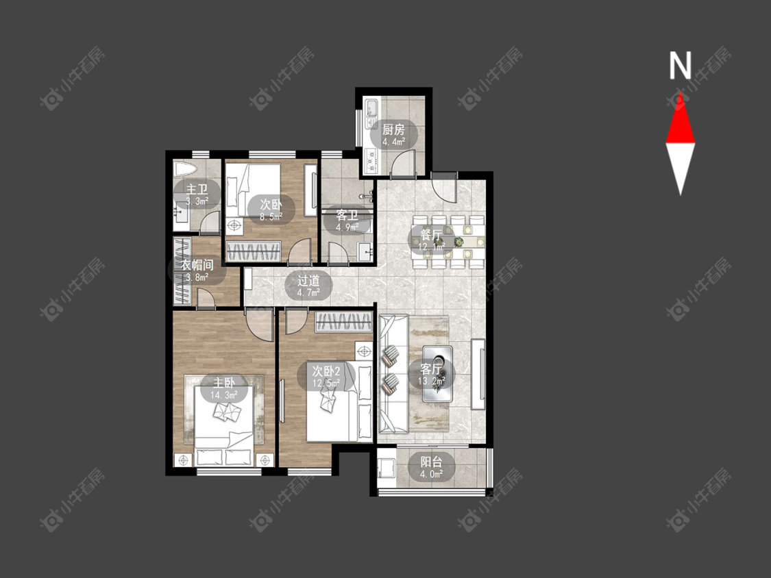 常州中海龙城花园南区在售二手房源户型图_小牛看房