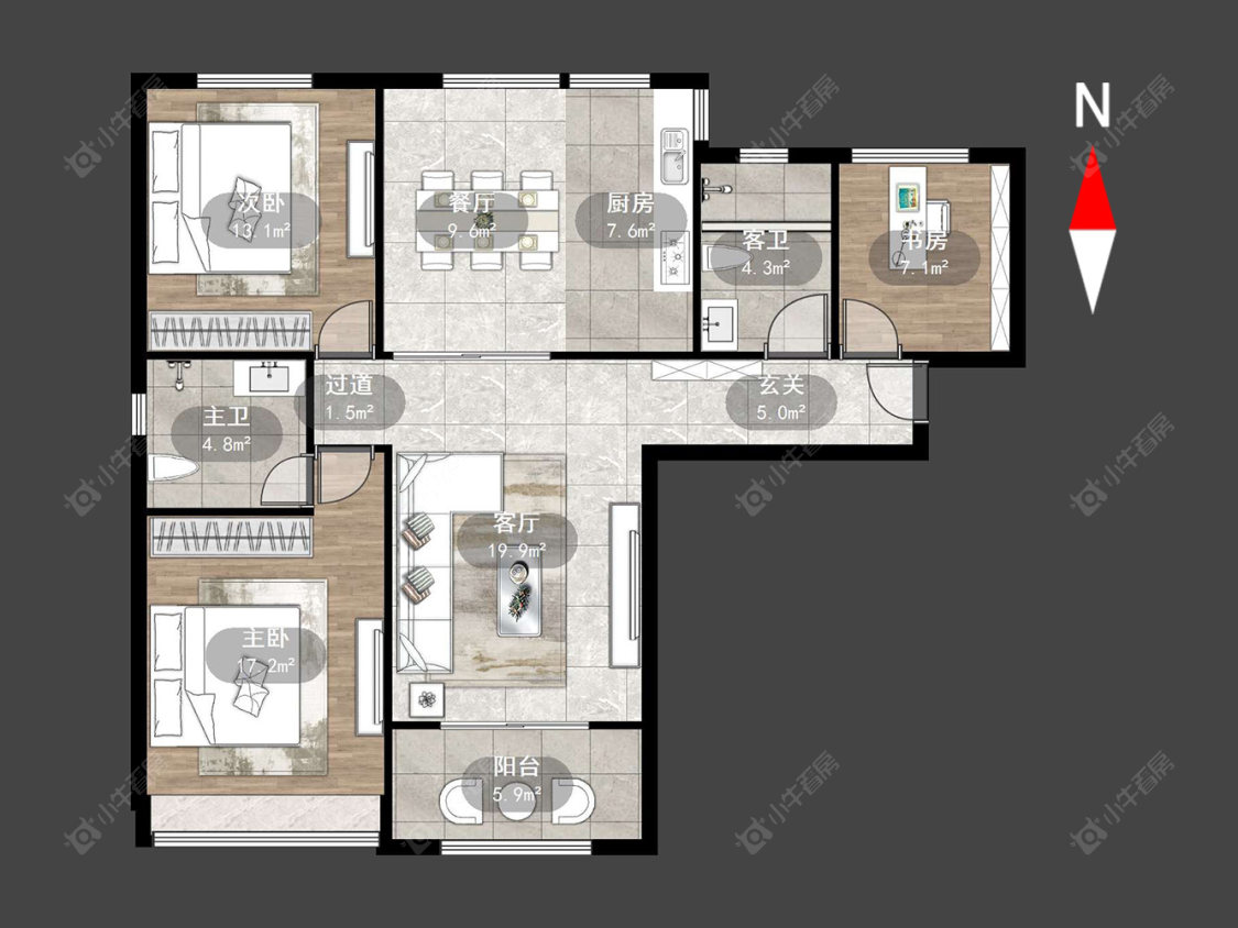 莱蒙城中央府东区房源户型图 常州莱蒙城中央府东区在售二手房源户型图_小牛看房