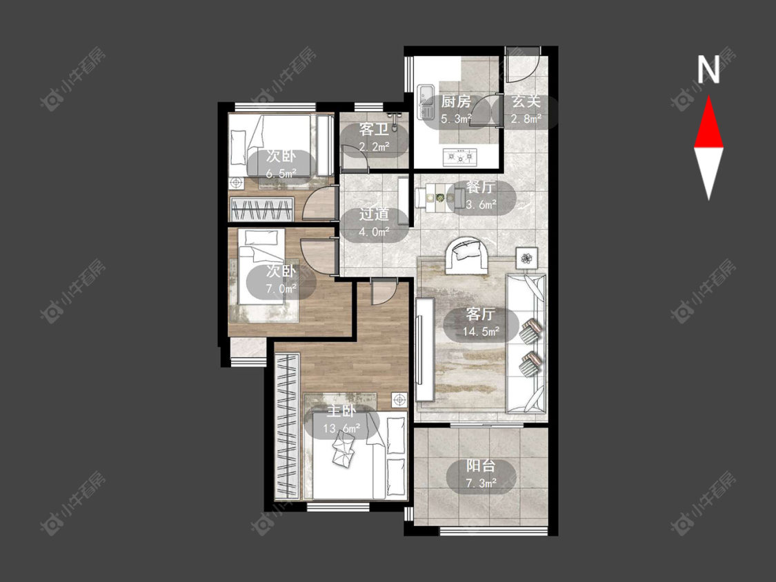常州新城帝景南区在售二手房源户型图_小牛看房
