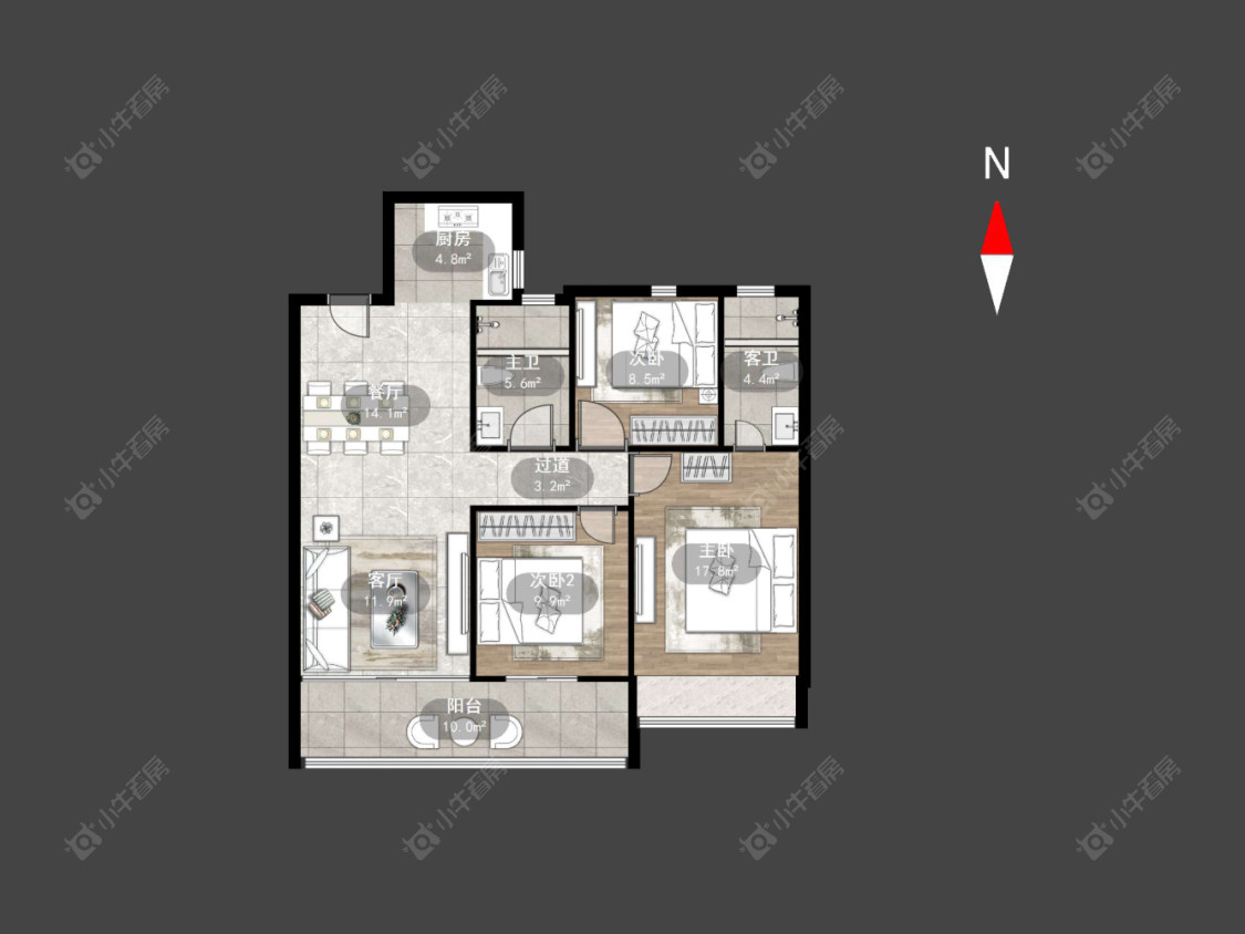 常州龙湖景粼天著在售二手房源户型图_小牛看房