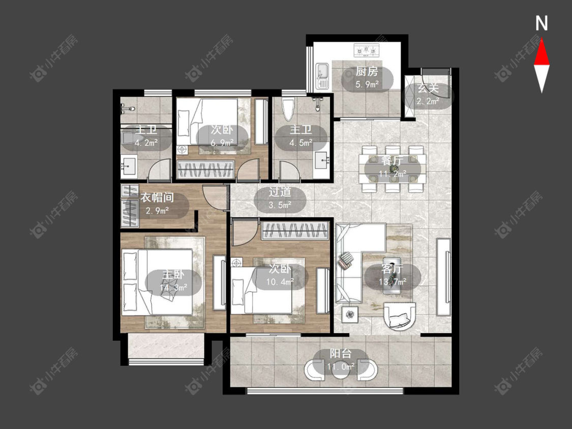 港悦府房源户型图 常州港悦府在售二手房源户型图_小牛看房