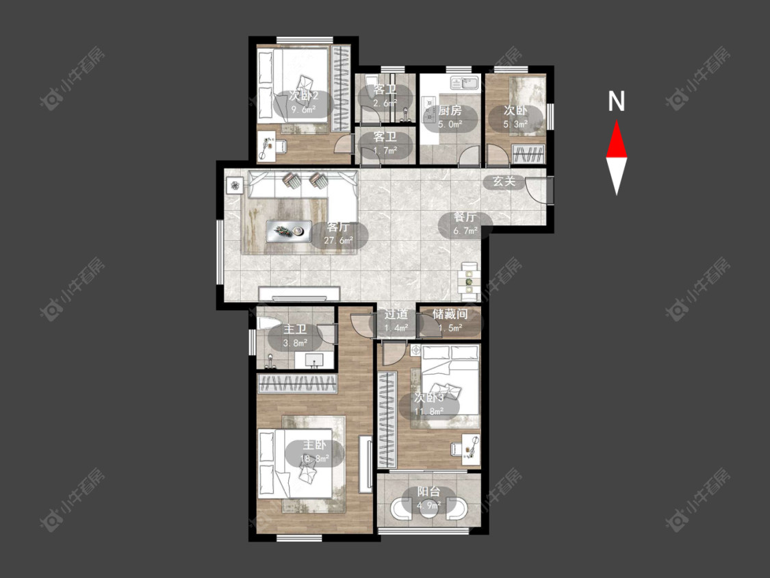九洲花园二期房源户型图 常州九洲花园二期在售二手房源户型图_小牛看房