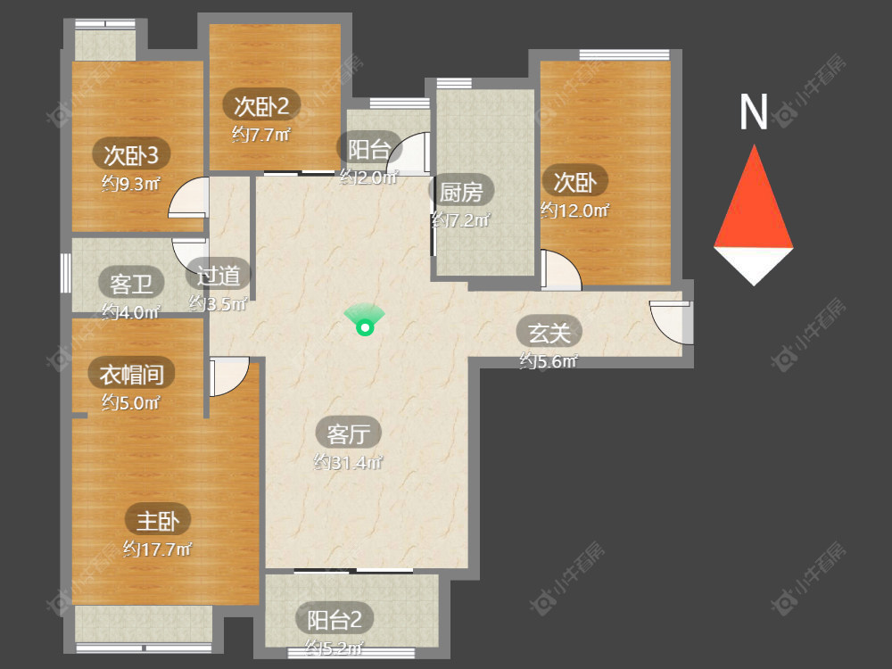 常州万达中央华城在售二手房源户型图_小牛看房