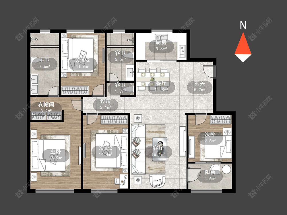 常州景瑞宸运天赋在售二手房源户型图_小牛看房