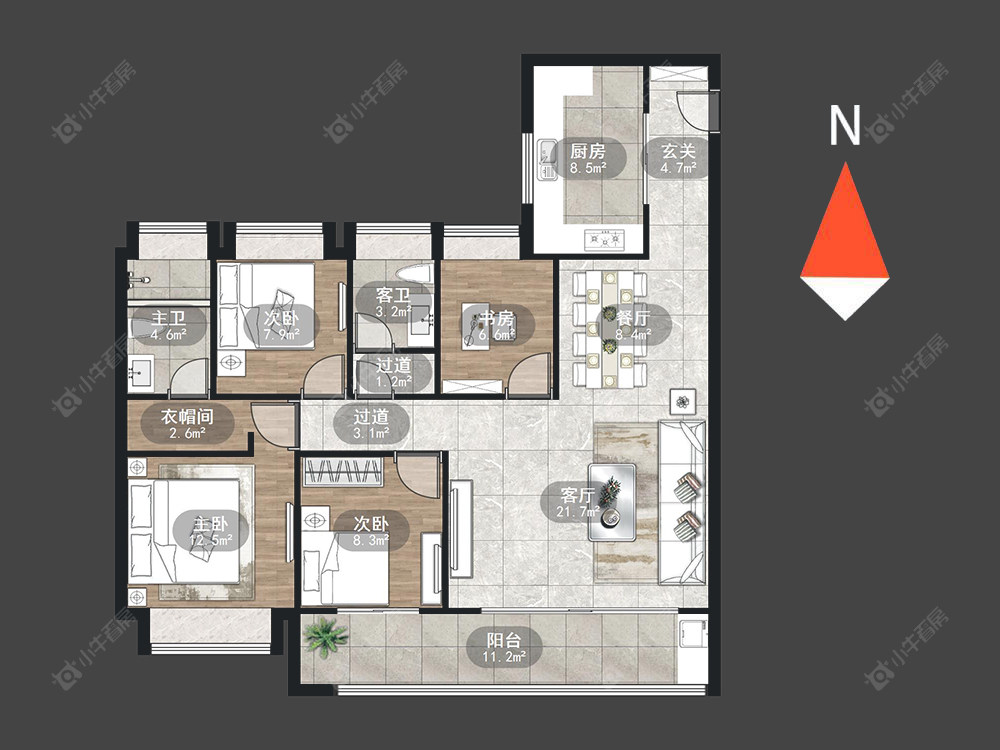 常州美的旭辉天赋在售二手房源户型图_小牛看房