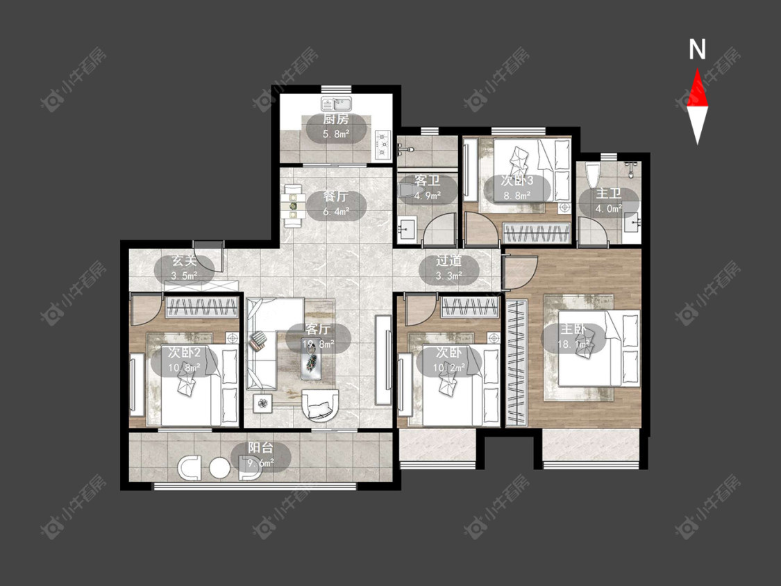 常州中梁金科启宸在售二手房源户型图_小牛看房