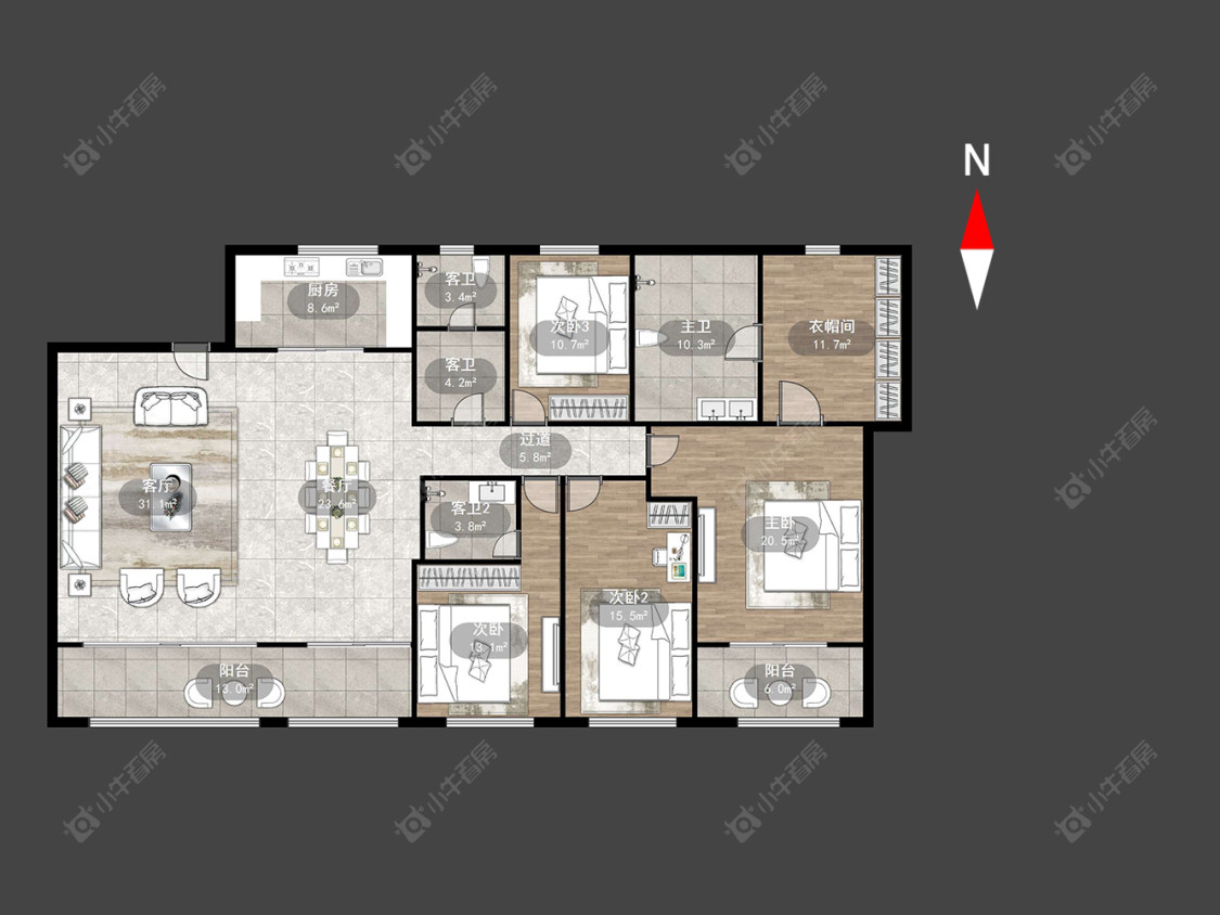 常州中建招商龙宸壹号在售二手房源户型图_小牛看房