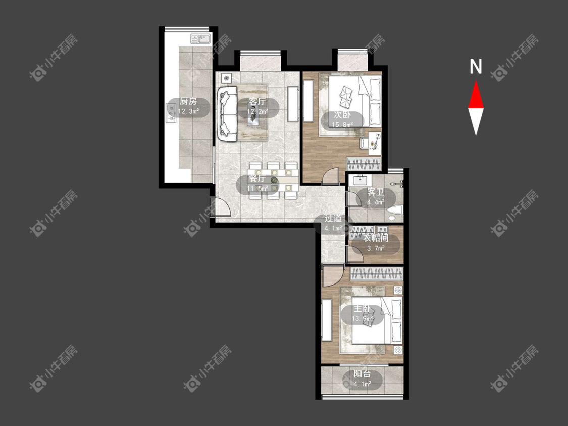 月馨苑房源户型图 常州月馨苑在租房源户型图_小牛看房
