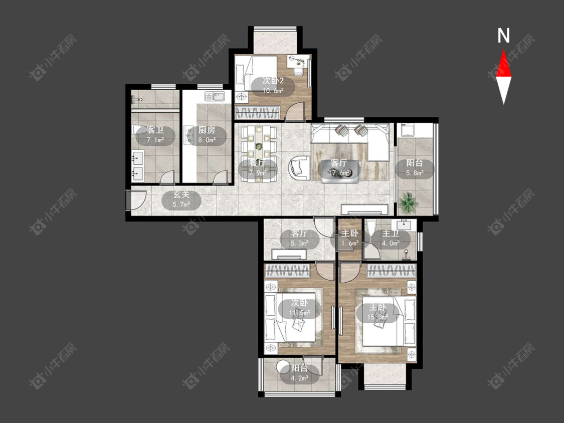 香江华廷花园房源户型图 常州香江华廷花园在售二手房源户型图_小牛看房