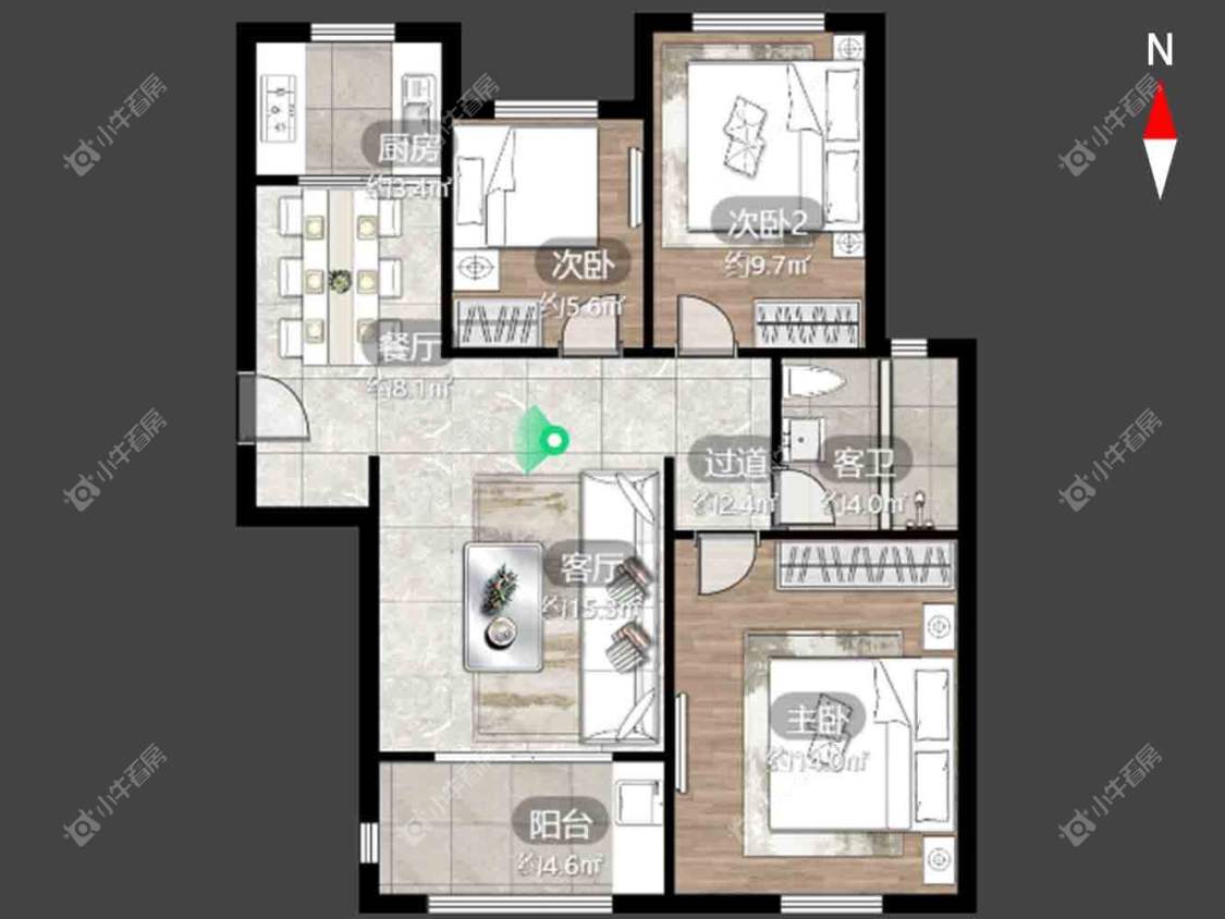 公园壹号三期房源户型图 常州公园壹号三期在租房源户型图_小牛看房