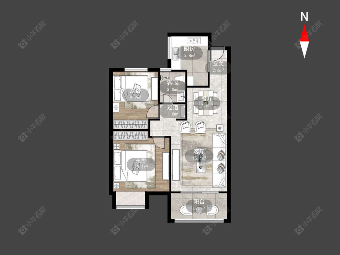 常州龙湖香醍时光在售二手房源户型图_小牛看房