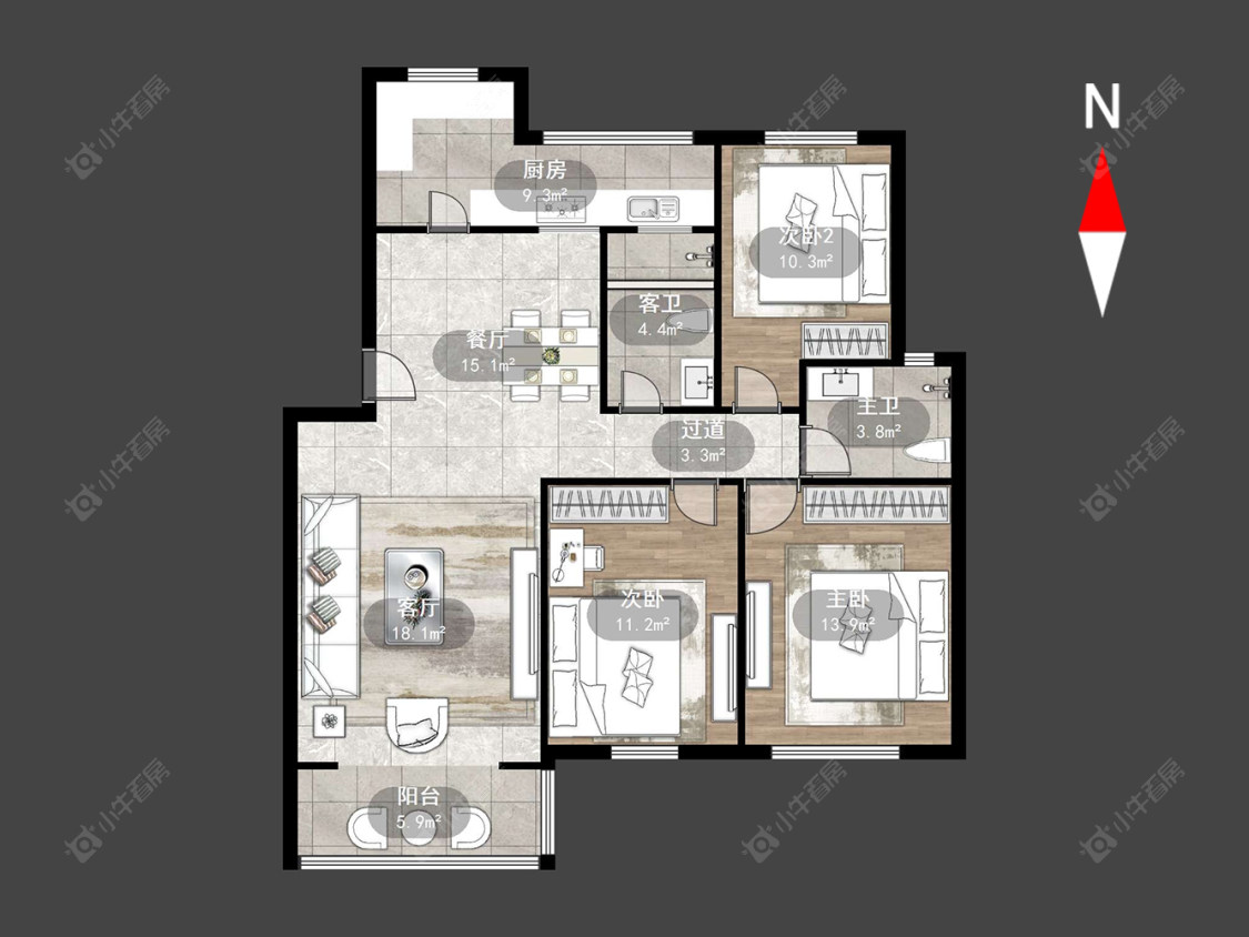 常州新盛花苑在售二手房源户型图_小牛看房