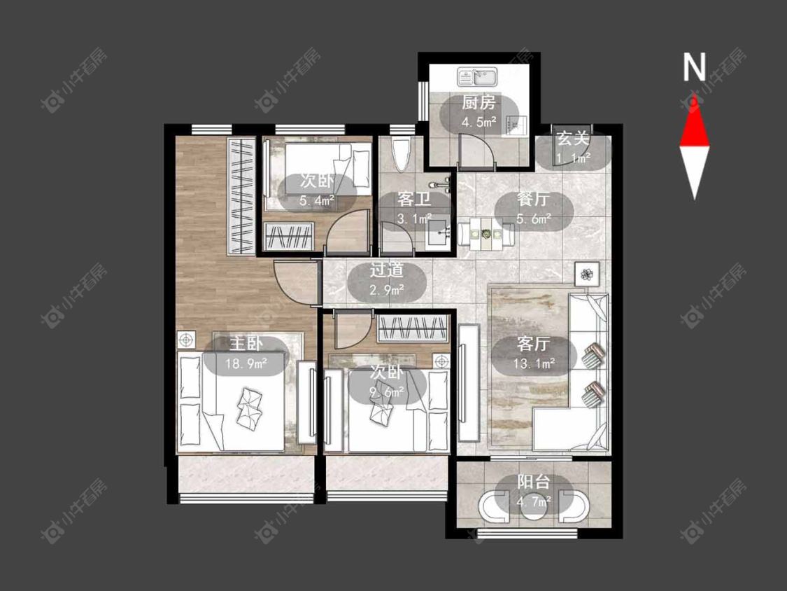 常州大唐中南上悦城在售二手房源户型图_小牛看房