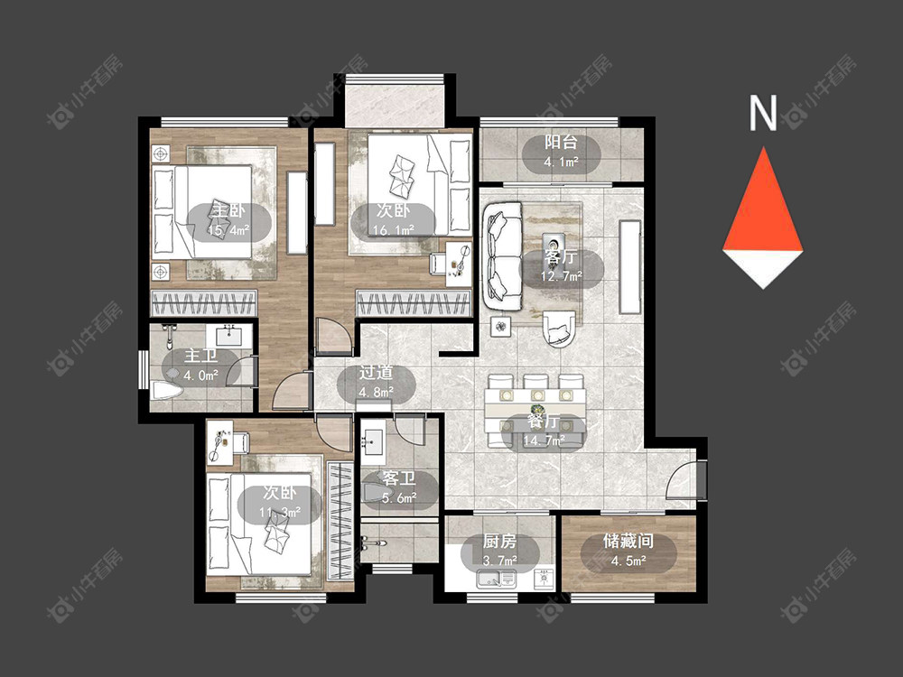 常州津通雅苑在售二手房源户型图_小牛看房