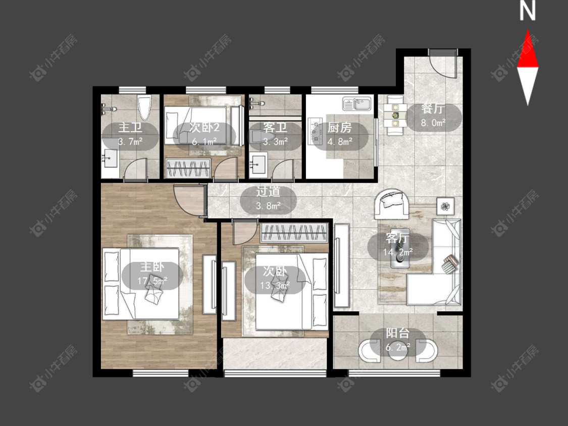常州蔚蓝天地三四期在售二手房源户型图_小牛看房