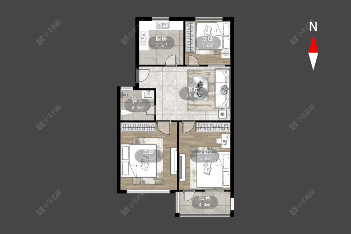 常州花东三村在售二手房源户型图_小牛看房