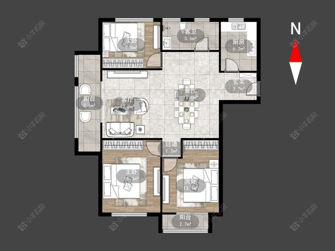 百兴华府一期房源户型图 常州百兴华府一期在售二手房源户型图_小牛看房
