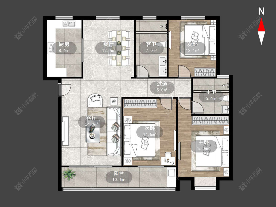 常州瑞德花苑在售二手房源户型图_小牛看房