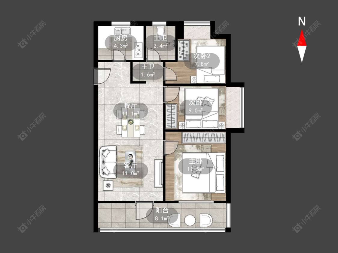 路劲雅居乐国仕九礼房源户型图 常州路劲雅居乐国仕九礼在售二手房源户型图_小牛看房