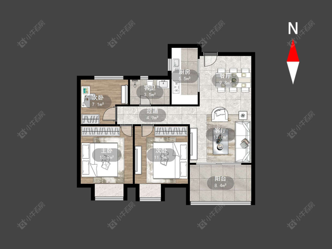 常州世茂香槟湖四期在售二手房源户型图_小牛看房