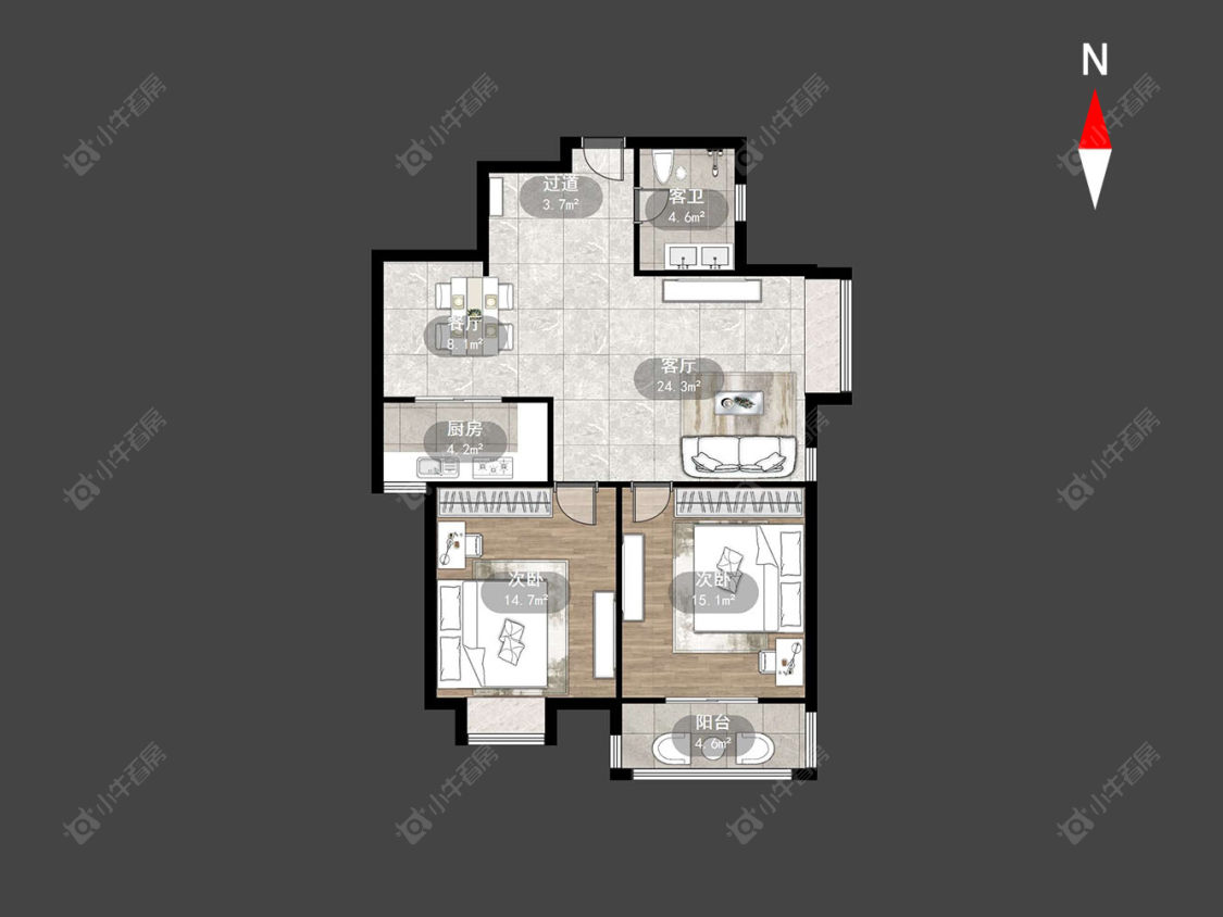 常州百草苑在售二手房源户型图_小牛看房