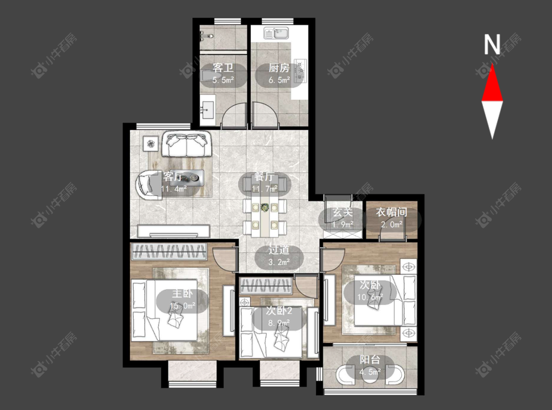 常州滨江明珠城东区在售二手房源户型图_小牛看房