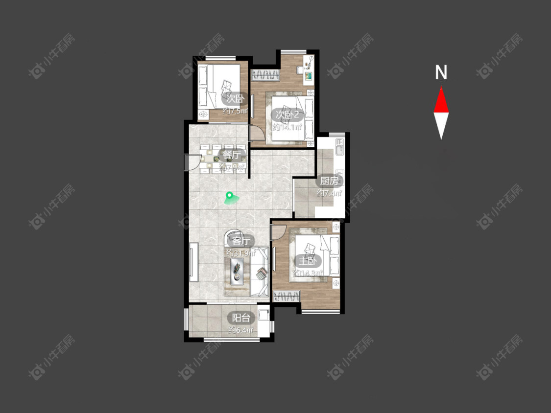 常州九洲花园二期在售二手房源户型图_小牛看房