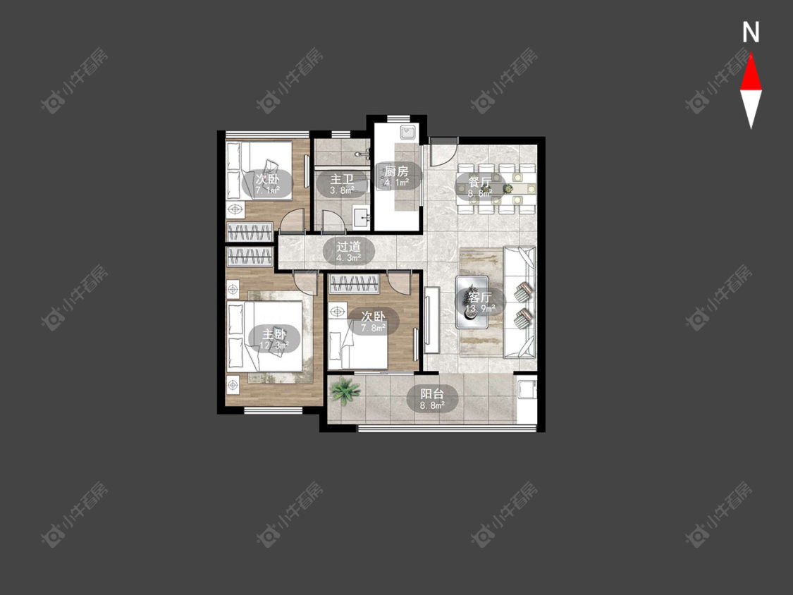 常州中南红玺台在售二手房源户型图_小牛看房