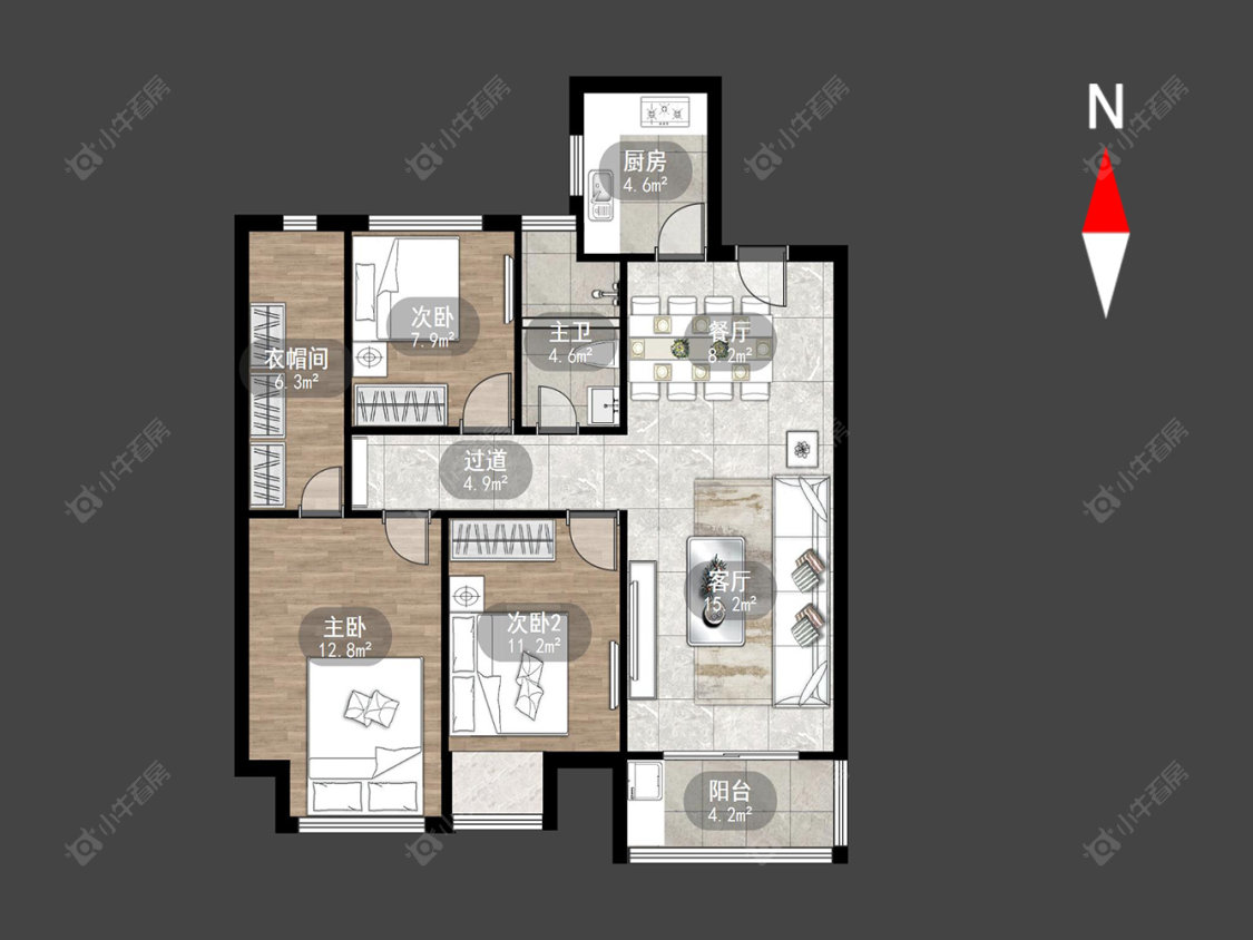 常州中海龙城花园西区在售二手房源户型图_小牛看房