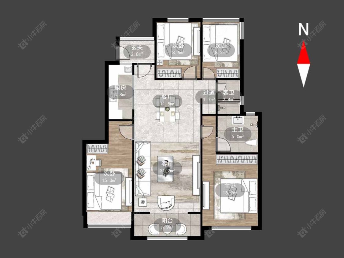 荣盛御府房源户型图 常州荣盛御府在售二手房源户型图_小牛看房