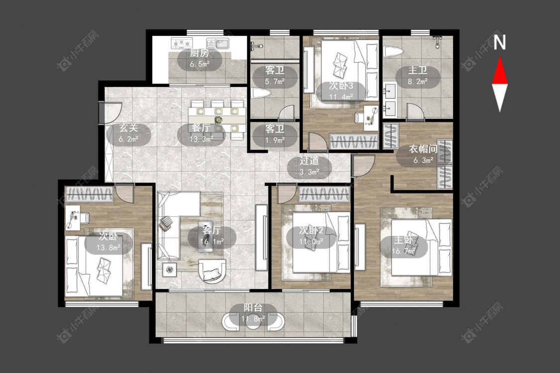 常州景瑞宸运天赋在售二手房源户型图_小牛看房